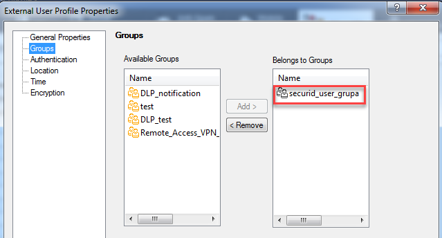 external user profile as part of user group